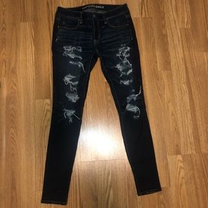 American Eagle Super Stretch Blue Ripped Jeans